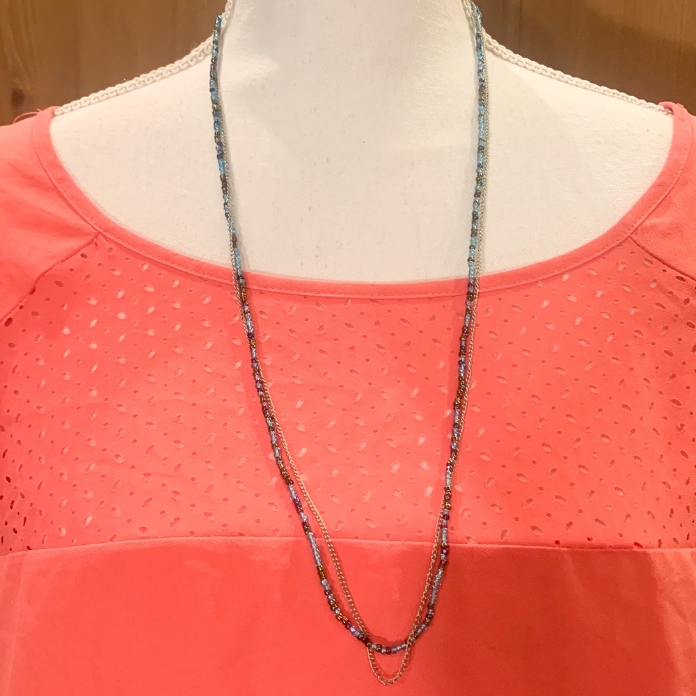 Seed bead & chain Necklace 28" long.